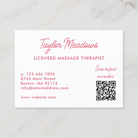 ホワイトピンク実用QRコード数々のアポイントメント 予約カード (裏面)