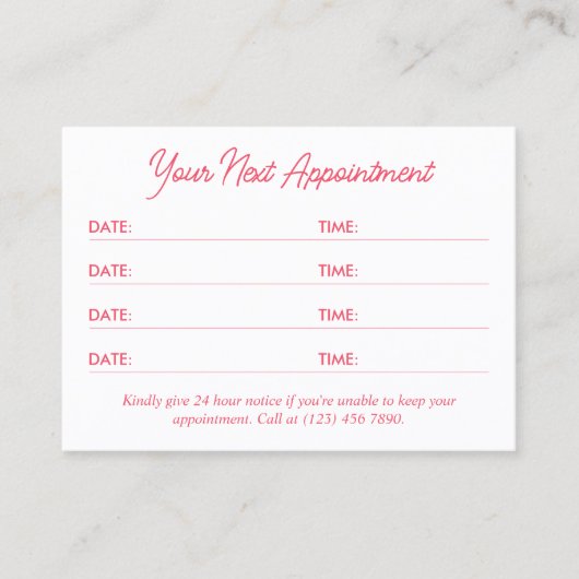 ホワイトピンク実用QRコード数々のアポイントメント 予約カード (正面)