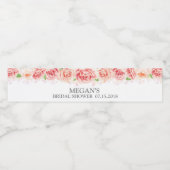 ホワイトピンク水彩フラワーズブライダルシャワー ペットボトルラベル (シングルラベル)