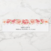 ホワイトピンク水彩フラワーズブライダルシャワー ペットボトルラベル (シングルラベル)