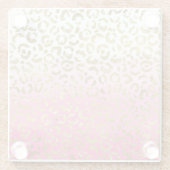 ホワイトピンク水彩金ゴールドグラムヒョウ印刷 ガラスコースター (裏面)