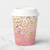 ホワイトピンク水彩金ゴールドグラムヒョウ印刷 紙コップ (裏面)