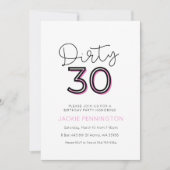 ホワイトピンク汚い30歳の誕生日パーティーの招待状 招待状 (正面)