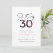 ホワイトピンク汚い30歳の誕生日パーティーの招待状 招待状 (スタンド正面)
