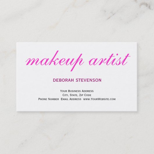 ホワイトピンク澄ん色メイクアップアーティスト名刺 名刺 (正面)