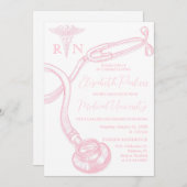 ホワイトピンク看護学校卒業パーティー 招待状 (正面/裏面)