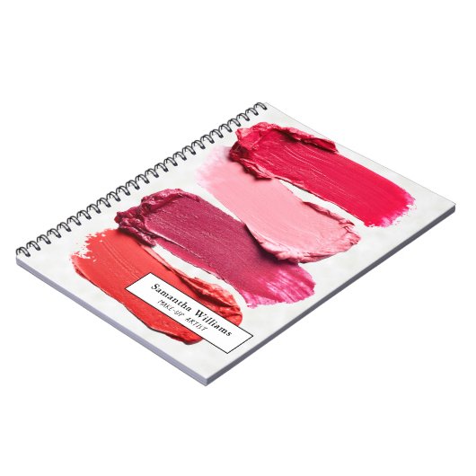 ホワイトピンク美しいサロンメイクアップアーティストリップスティック ノートブック (左側)