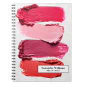 ホワイトピンク美しいサロンメイクアップアーティストリップスティック ノートブック (正面)