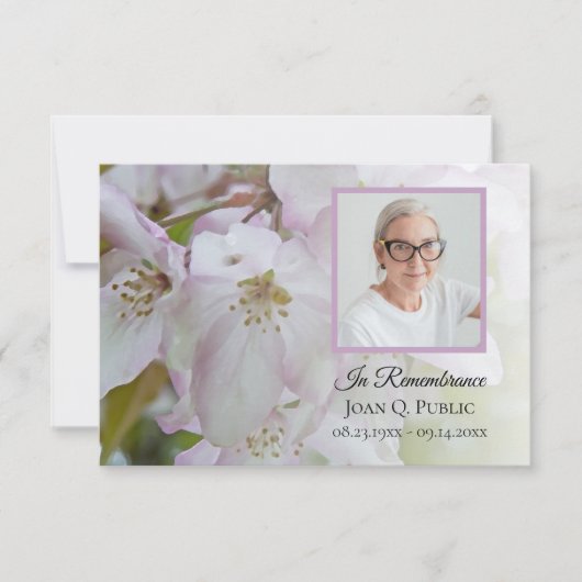 ホワイトピンク花葬祭記念悔やみや弔慰 サンキューカード (正面)