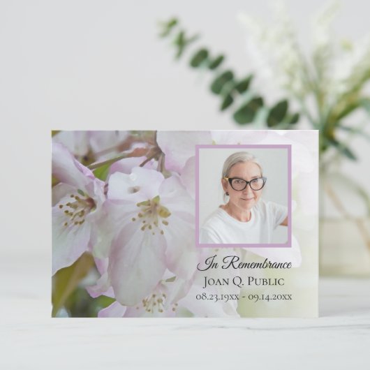 ホワイトピンク花葬祭記念悔やみや弔慰 サンキューカード (スタンド正面)