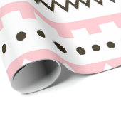 ホワイトピンク黒ハートパターンのラッピング紙 ラッピングペーパー (ロールコーナー)