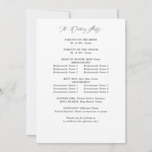 ホワイトピンク&パープルフローラ結婚式プログラム 招待状 (裏面)