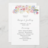 ホワイトピンク&パープルフローラ結婚式プログラム 招待状 (正面/裏面)