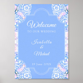 ホワイトピーコックと咲く桜/ロマンチック ポスター