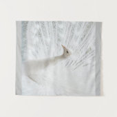 ホワイトピーコックの美しい羽 タペストリー (正面(横))