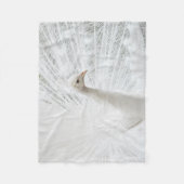 ホワイトピーコックの美しい羽 フリースブランケット (正面)