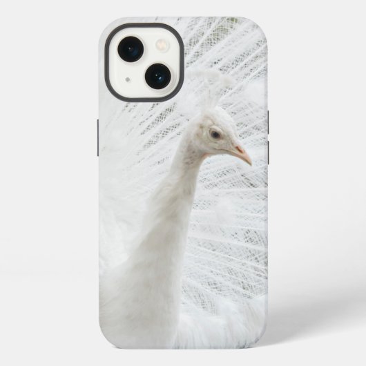 ホワイトピーコックの美しい羽 iPhoneケース (裏面)
