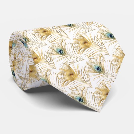 ホワイトピーコックアニマルプリントネクタイ ネクタイ (ロール)