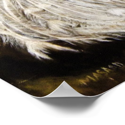 ホワイトピーコックオイル塗装ファインアート ポスター (角)