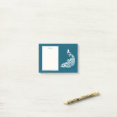 ホワイトピーコックオンティール(緑がかった色)はっきりしたスタイリッシュアールデコデザイン ポストイット (デスク上)