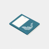 ホワイトピーコックオンティール(緑がかった色)はっきりしたスタイリッシュアールデコデザイン ポストイット (アングル)