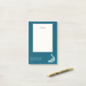 ホワイトピーコックオンティール（緑がかった色）はっきりしたスタイリッシュアールデコデザイン ポストイット (デスク上)