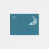 ホワイトピーコックオンティール（緑がかった色）はっきりしたスタイリッシュアールデコデザイン ポストイット (正面)