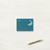 ホワイトピーコックオンティール(緑がかった色)はっきりしたスタイリッシュアールデコデザイン ポストイット (デスク上)