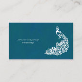 ホワイトピーコックオンティール(緑がかった色)はっきりしたモダンアールデコデザイン 名刺 (正面)