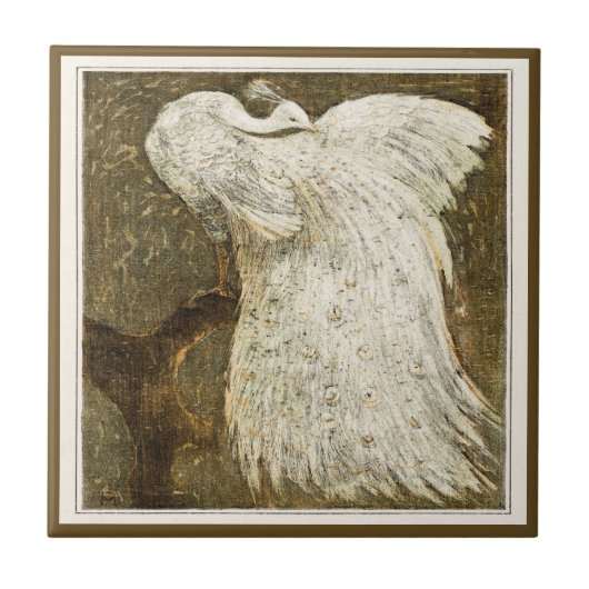 ホワイトピーコックオンブランチオランダアービクトリアント タイル (正面)