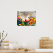 ホワイトピーコックバタフライ引用文ポスター ポスター (キッチン)