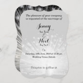 ホワイトピーコックフェザーズ結婚式招待状 招待状 (正面/裏面)