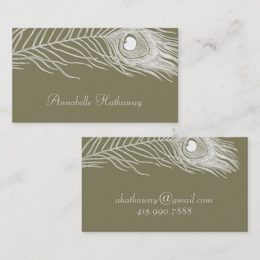ホワイトピーコックフェザープロファイルカード 名刺 (正面/裏面)