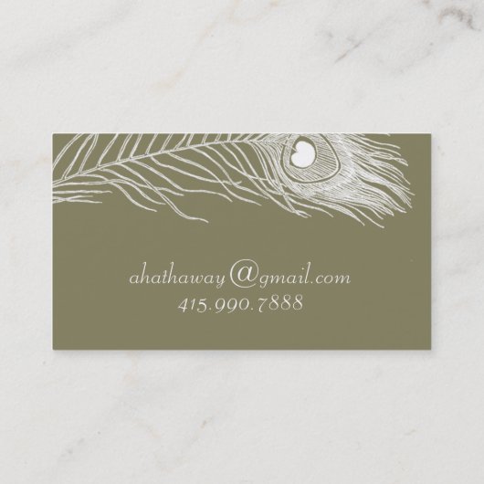 ホワイトピーコックフェザープロファイルカード 名刺 (裏面)
