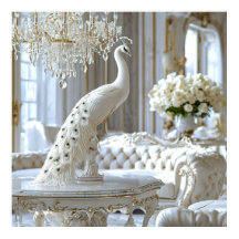 ホワイトピーコック彫刻