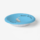 ホワイトピーコック鳥の漫画イラストレーション ペーパーボウル (傾斜あり)