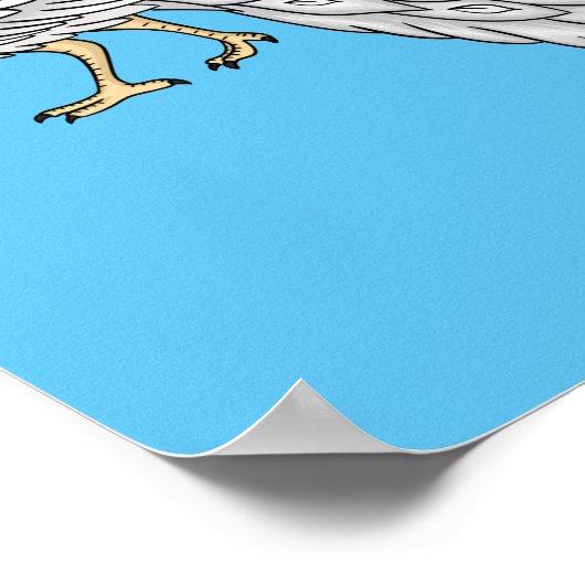 ホワイトピーコック鳥の漫画イラストレーション ポスター (角)