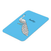 ホワイトピーコック鳥の漫画イラストレーション マグネット (左側)