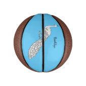 ホワイトピーコック鳥の漫画イラストレーション ミニバスケットボール (縦)