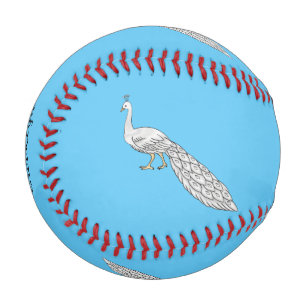 ホワイトピーコック鳥の漫画イラストレーション 野球ボール