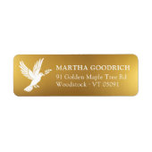 ホワイトピースエレガントドーブゴールドフォイル差出人住所 ラベル (正面)