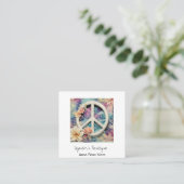 *~*ホワイトピースサイングランジフラワーズボホAP57 QR スクエア名刺 (スタンド正面)