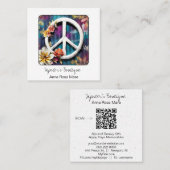 *~*ホワイトピースサイングランジフラワーボホQR AP57 スクエア名刺 (正面/裏面)