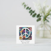 *~*ホワイトピースサイングランジフラワーボホQR AP57 スクエア名刺 (スタンド正面)