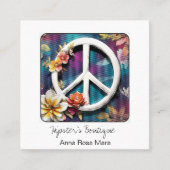 *~*ホワイトピースサイングランジフラワーボホQR AP57 スクエア名刺 (正面)