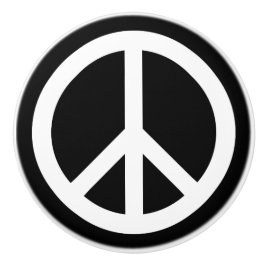 ホワイトピースサイン(黒) セラミックノブ