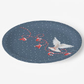 ホワイトピースドーブウィズピース文字 ペーパープレート (アングル)