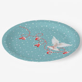 ホワイトピースドーブウィズピース文字 ペーパープレート (アングル)