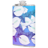 ホワイトピースリリーイラストレーション淡い色のブルーパープル フラスク (左)
