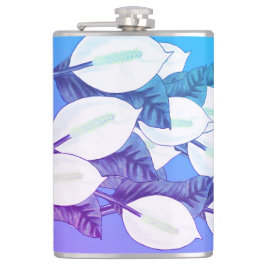 ホワイトピースリリーイラストレーション淡い色のブルーパープル フラスク